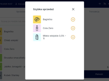 System POS-UP na tablecie TrioTAB - ekran szybkiej sprzedaży