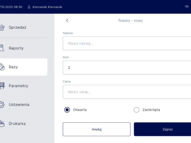 System POS-UP na tablecie TrioTAB - dodanie nowego towaru do bazy